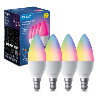 Tapo L430C Lampadina LED Smart Wi-Fi Multicolore E14, Controllo Vocale con Alexa, 4pz