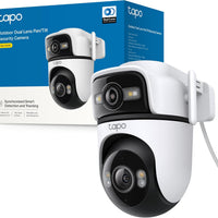 Tapo C545D Telecamera Wi-Fi Esterno/Interno Doppio Obbiettivo 2K 3MP, 360° Visuale, Visione Notturna a Colori, Rilevamento AI,⚠️Non a batteria