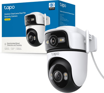 Tapo C545D Telecamera Wi-Fi Esterno/Interno Doppio Obbiettivo 2K 3MP, 360° Visuale, Visione Notturna a Colori, Rilevamento AI,⚠️Non a batteria