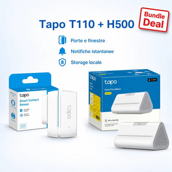 Tapo T110 + H500 HomeBase – Kit Sensore di Contatto con Archiviazione Locale