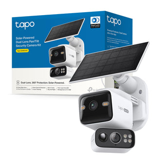 Tapo C645D KIT Telecamera Wi-Fi Esterno a Batteria con Doppio Obiettivo 2K 3MP, Pan/Tilt 360°, Pannello Solare, Visione Notturna a Colori, Rilevamento AI senza Abbonamento