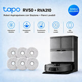 Tapo RV50 Pro Omni + RVA310 Set Robot Aspirapolvere Lavapavimenti con Panni Lavabil