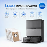 Tapo RV50 Pro Omni + RVA210 Set Robot Aspirapolvere Lavapavimenti con Sacchetti per la Polvere
