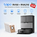 Tapo RV50 Pro Omni + RVA210 Set Robot Aspirapolvere Lavapavimenti con Sacchetti per la Polvere